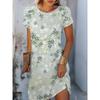 Fashion Women's Crew Neck Dress 3D Casual Color Printing Casual Dress Crew Neck Dress
