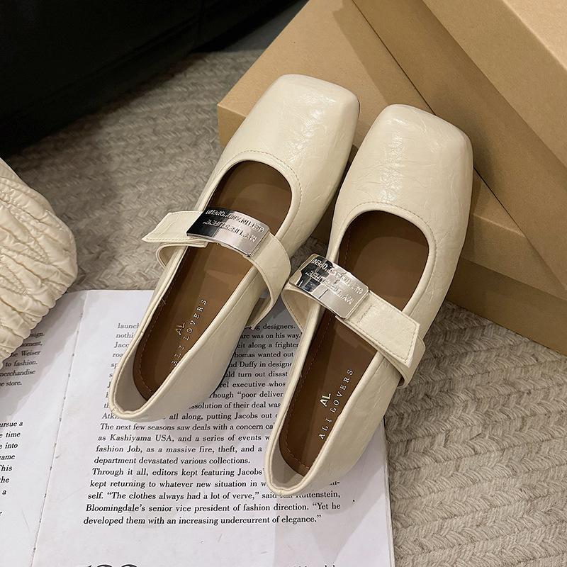 Fashion Shallow Single Shoes Women's Summer Retro French Evening Breeze Word with Inner Height Increase Mary Jane Shoes Women's Grandma Shoes