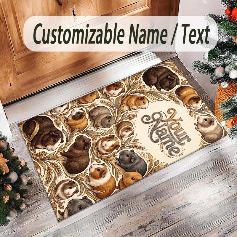 Decorative Artwork Theme Crystal Velvet Rug Personalized Custom Name Text Soft Floor Mat Home Decor