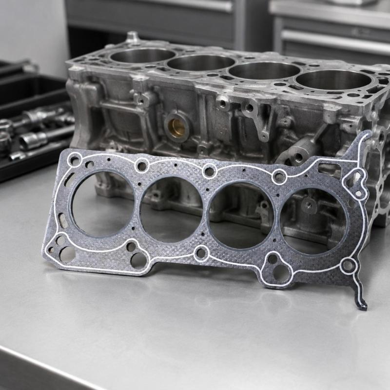 Engine Head Gasket MN195370 for 4A9‑Series, Replacement with Four Large Openings & Multiple Smaller Perimeter & Internal Passages for Repair Work