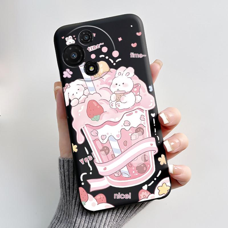 Cute Soft Black Casing For TCL 60R 5G/60 5G Shockproof Cover For TCL 60 SE Nxtpaper T521K Funny Cartoon Cat Design Shell