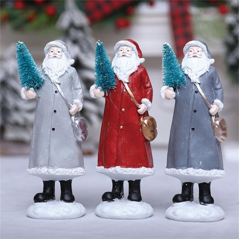 Christmas Figurine Figure Decors Resin Santa Clauses Statue Christmas Decorative Figurine Table Centerpieces for Holiday