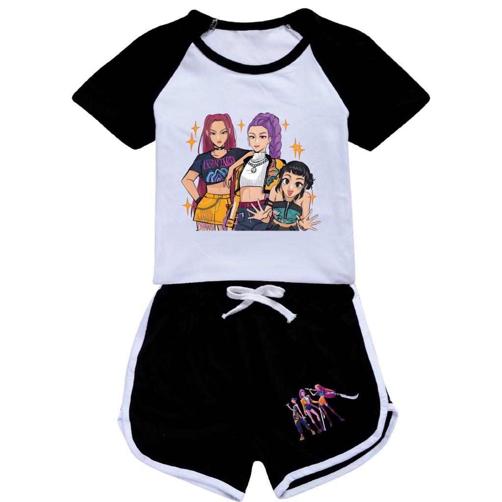 Kpop Demon Hunters Children Summer Short Sleeve Shorts Sport Set With Soft Cotton Fabric For Active Play