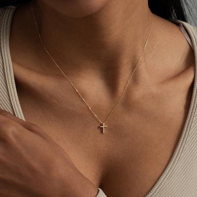 Cross Necklace for Women, 18K  Gold  Plated Cross Choker Pendant Non Tarnish Waterproof Trendy Cute Simple Small Necklace