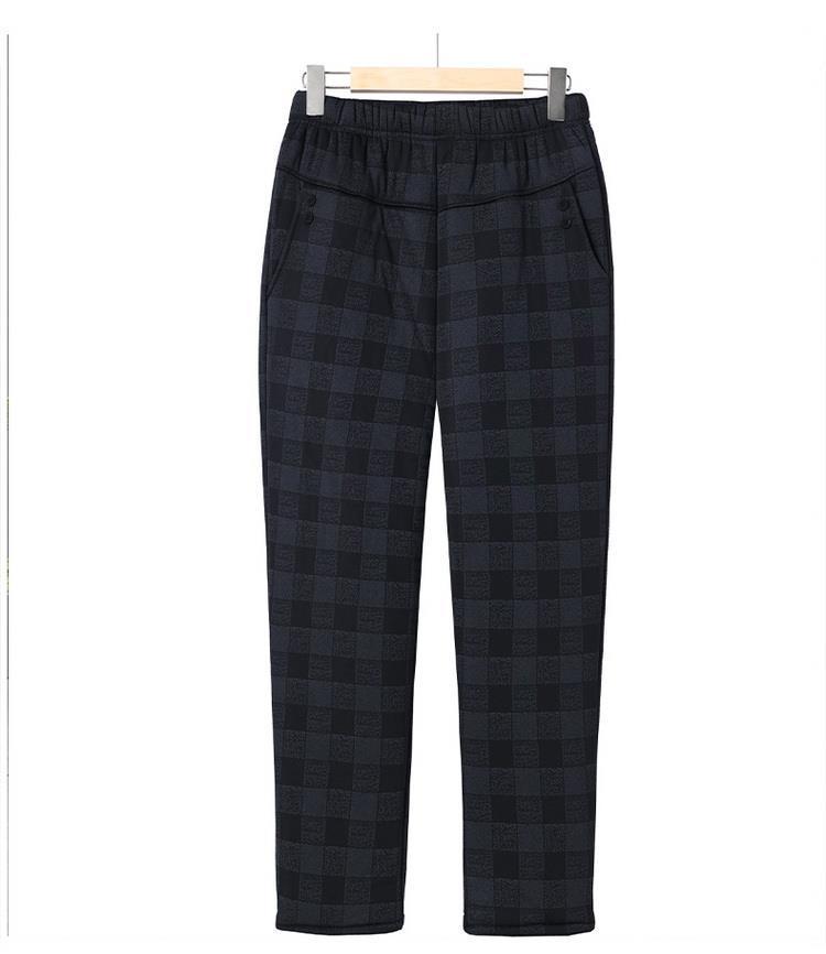 Women's High-Waist Fleece-Lined Lambswool Cotton Pants for Winter