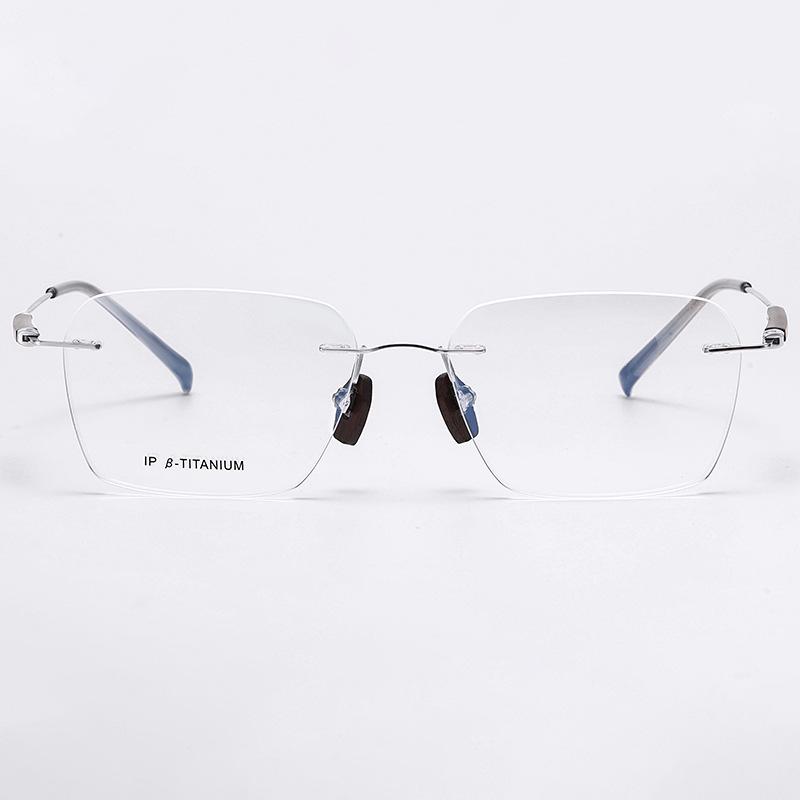 2025 Luxury Rimless Sandalwood Retro Glasses: Anti-Blue Light, No Prescription, Unisex Design серебряный