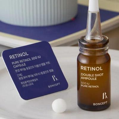 Boncep Retinol Liofilizowany Podwójna Dawka Zestaw Ampułek Kuracja Przeciwstarzeniowa i Ujędrniająca (Ampułka 50 mg + Proszek z retinolem 10 g)