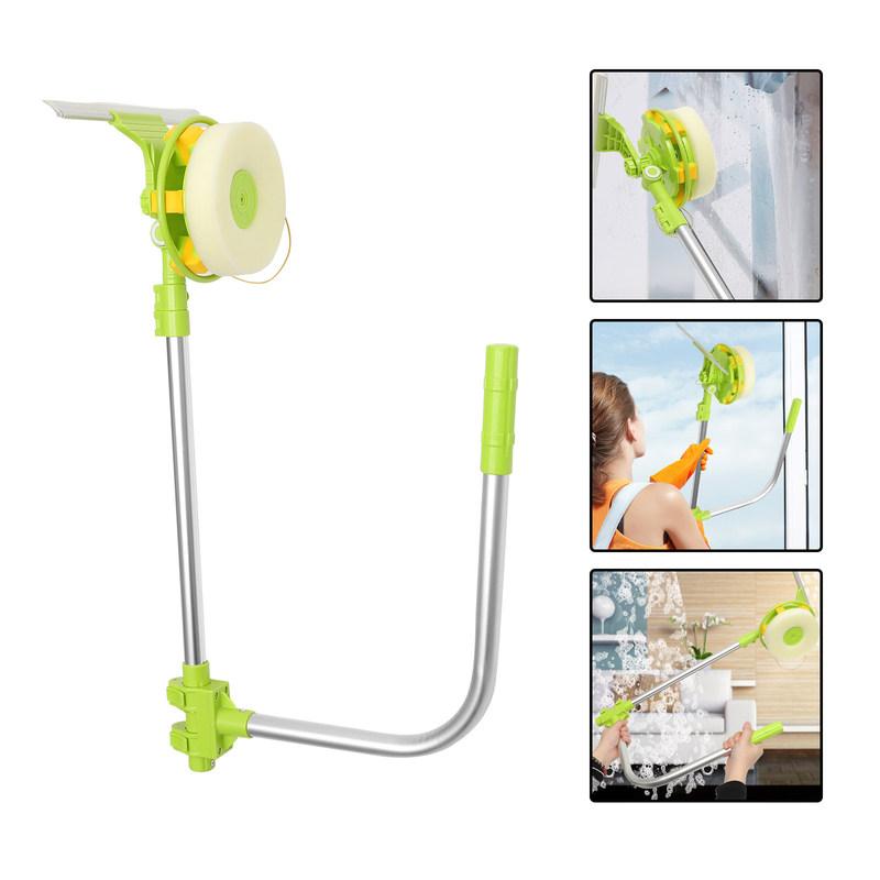 Telescopic Window Cleaner Window Glass Wiper Indoor Operation Rotating Sponge Head Streak Free Squeegee Cleaner Kit