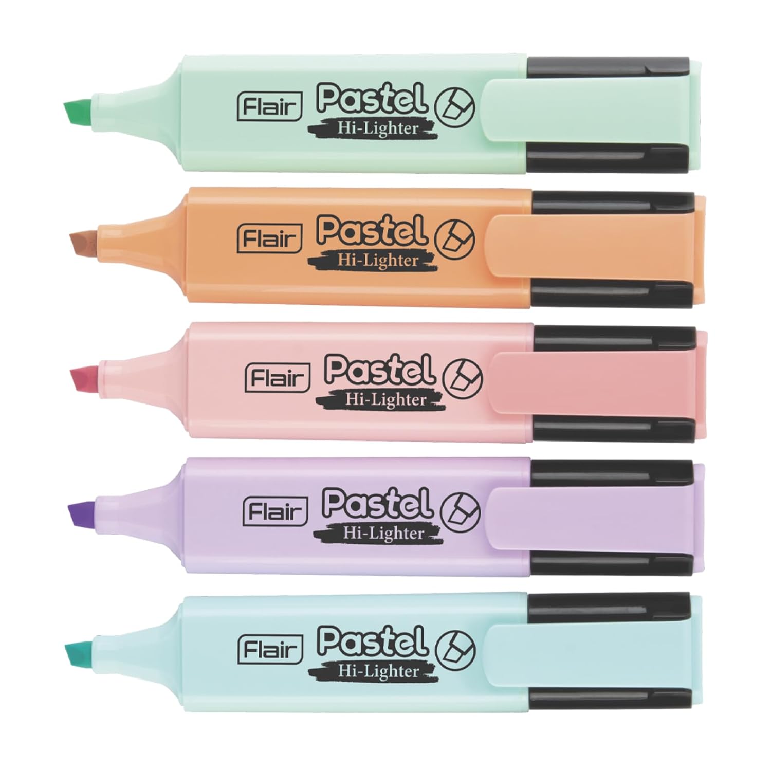 

FLAIR Pastel 5 Shades Highlighter Pack of 1 | Quick Dry, Smudge Proof, Non-Toxic Ink for School, Office & Journaling