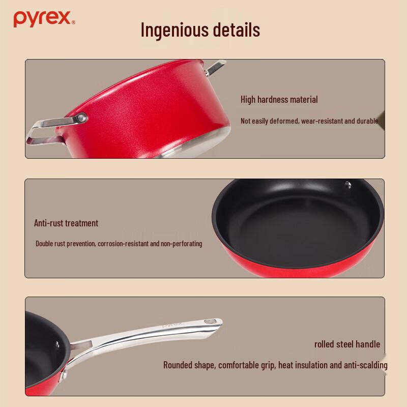 Corning VISIONS Little Red Dot Titanium Cookware 3-Piece Set A