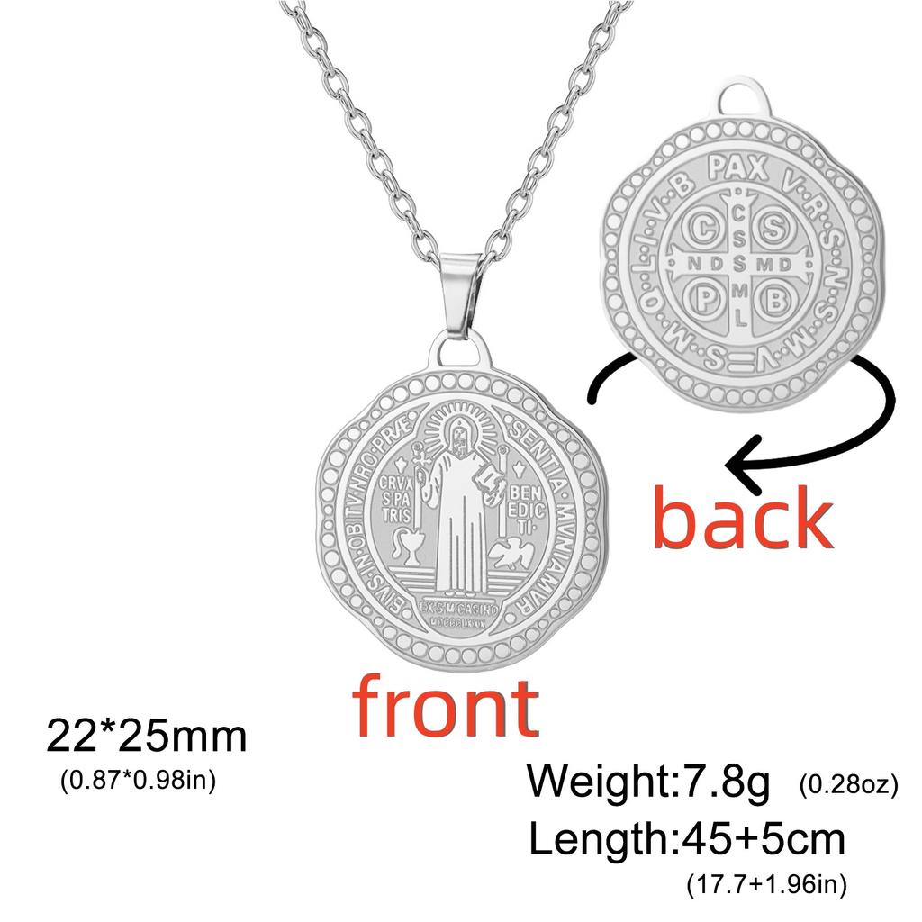 St. Benedikt Pentagramm Halskette Edelstahl Hexenknoten Religiöser Schmuck mit Tetragrammaton Symbol für Schutz