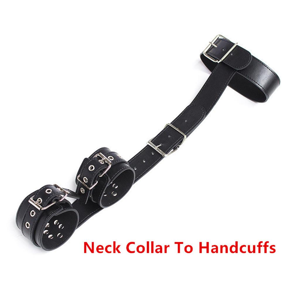 Women Sexy Lingerie Leather Bondage Restraints Slave Neck Collar Handcuffs Ankle Cuff Fetish Bdsm Adult Sex Toys for Couple