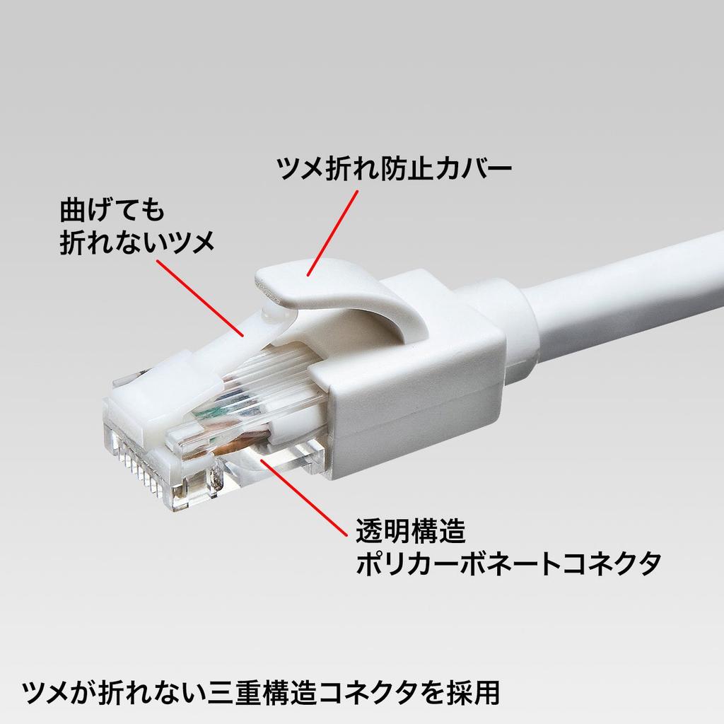 SANWA SUPPLY CAT6A LAN Cable RJ45 with (3m) 10Gbps/500MHz Anti-Slip Tabs, White, KB-T6ATS-03W