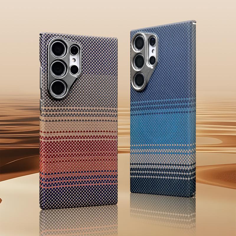 Aramid Fiber Luxury Lightweight Phone Case for for 23 S24 S25 Ultra Shockproof Anti-Fingerprint Magnetic Mobile Phone