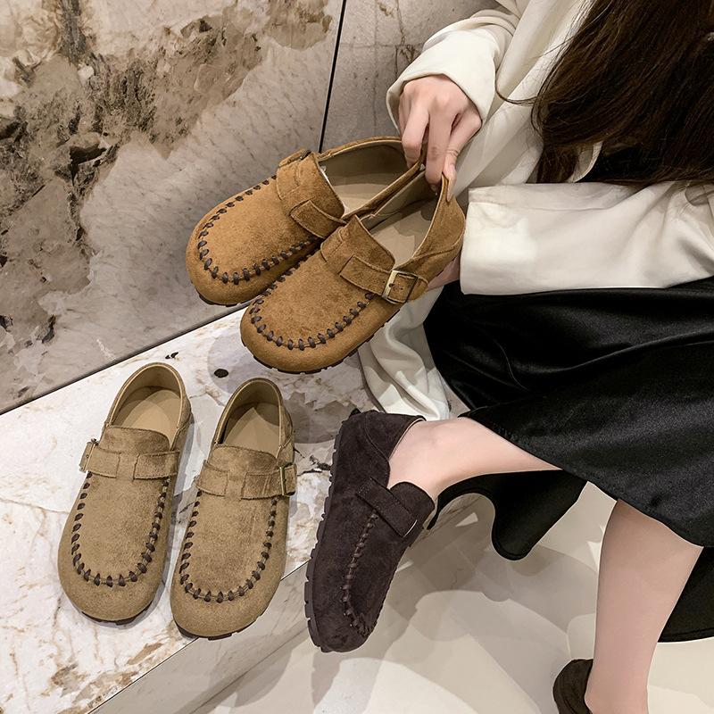 Autumn new Birkenstocks women's soft soles, comfortable and shallow mouth two wear casual retro single shoes women