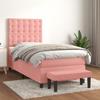 Exclusive House - Slatted Bed Base with Pink Mattress 90x190 Cm Velvet