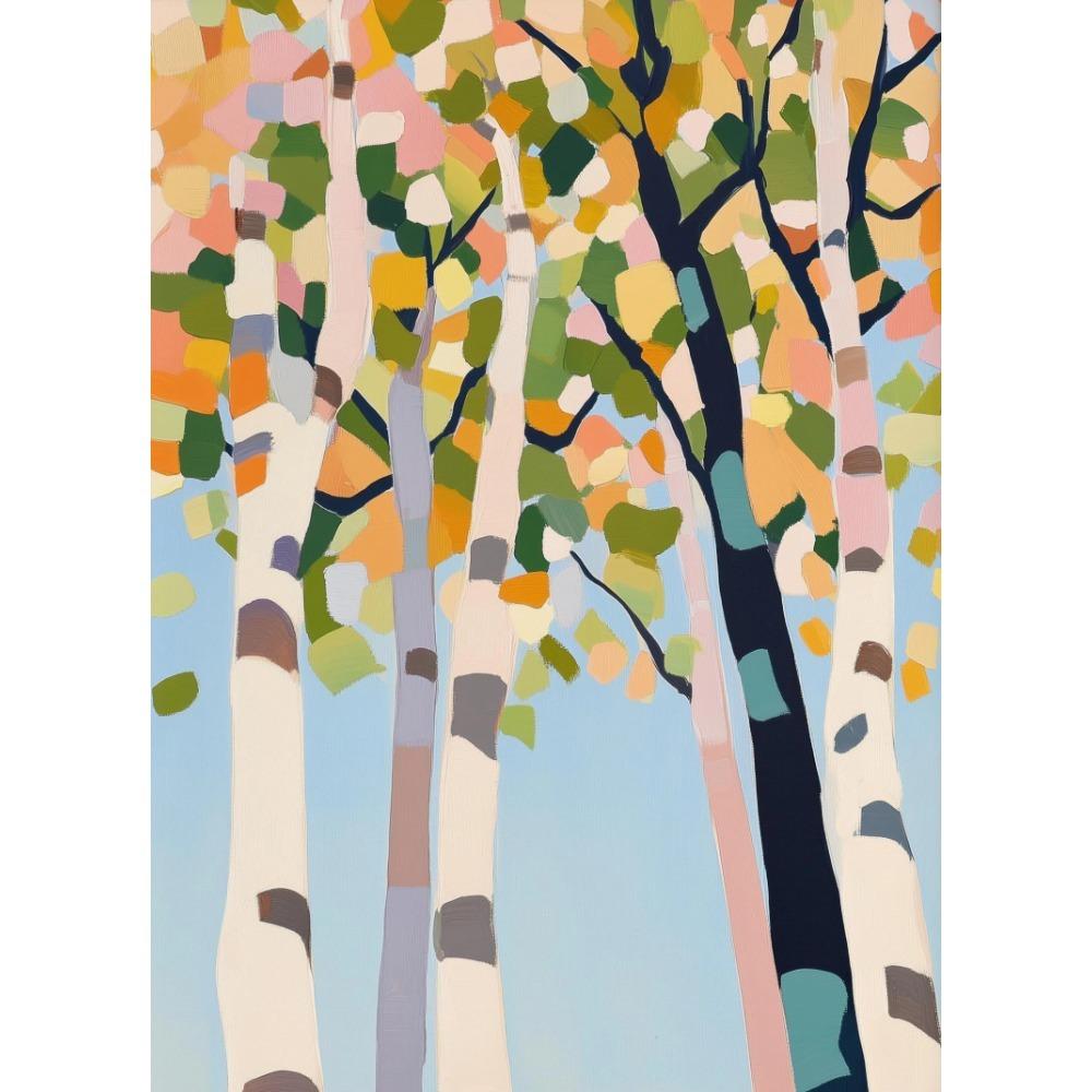 Minimalist Abstract Birch Tree Lush Wall Art Rustic Nature Canvas Printing Poster Living Room Bedroom Home Decor Gift