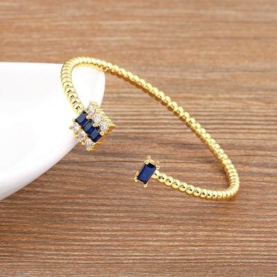 

Nidin Light Luxury 4 Colors Shine Zircon Adjustable Open Bracelet Bangle for Women Wedding Party Jewelry New Year Gift Wholesale 56-58mm темно-синий