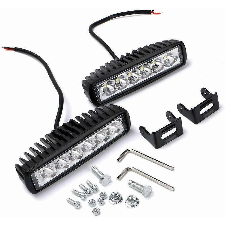 LED Light Bar 4PCS 18W 6 Inch Flood LED Work Light Pods Single Row Off Road Led Light Driving Light Fog Light Boat Light Waterproof SUV ATV 4WD Car Tr