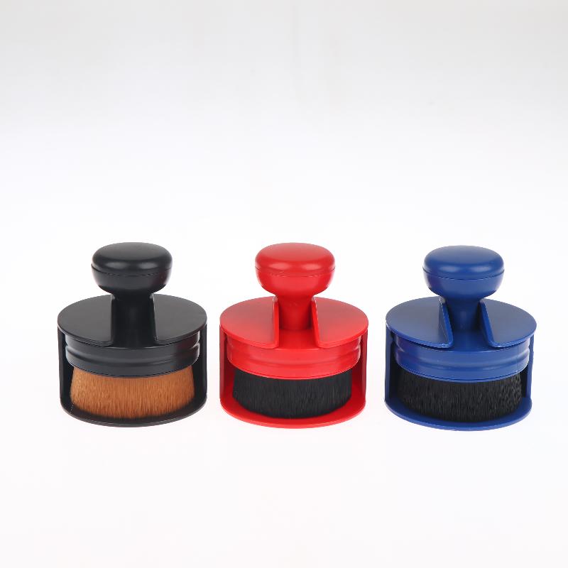 Ergonomics Round Handle Brush With Storage Racks For Car Lnterior Cleaning And Blush And Loose Powder Brush