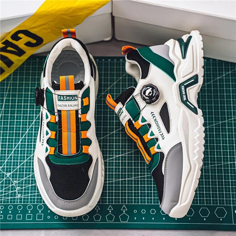 Men's Korean Rotating Buckle Fashion Casual Sports Shoes Four Season Soft Soled Non Slip Outdoor