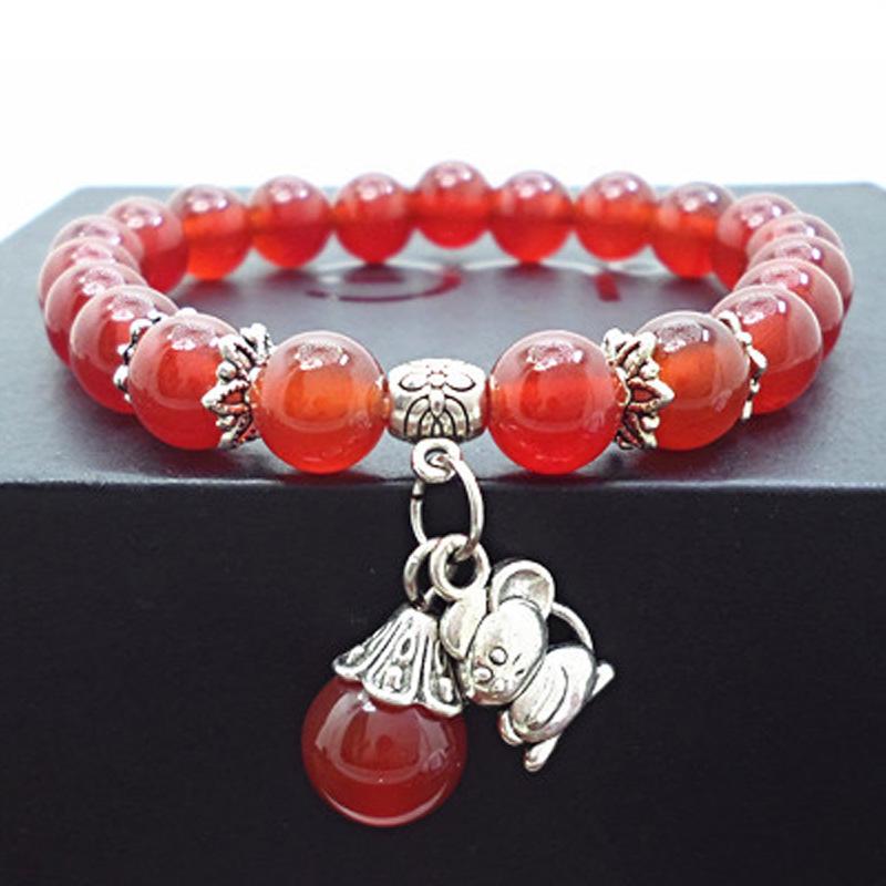 Red Agate Crystal Beaded Bracelet for Women - Handcrafted Couple Jewelry