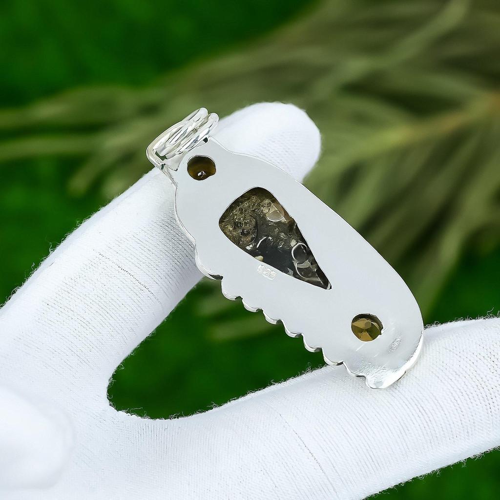 Natural Turritella Agate Gemstone Jewelry 925 Sterling Silver Pendant For Women