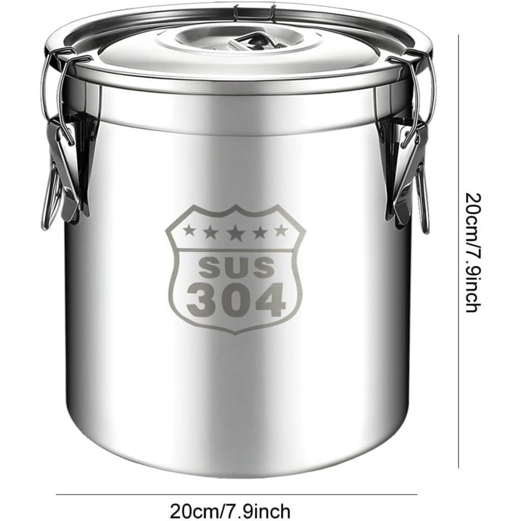6/12/21/33L Stainless Steel Storage Container with Seal Lid Kitchen Canister with Handles Oil Sugar Milk Storage Bucket for Home Kitchen Bar Restauran