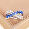 Huitan Gorgeous Fashion Cross Ring Bright Blue/White Zirconia Finger Accessories for Women Luxury Trendy Party Jewelry for Lady