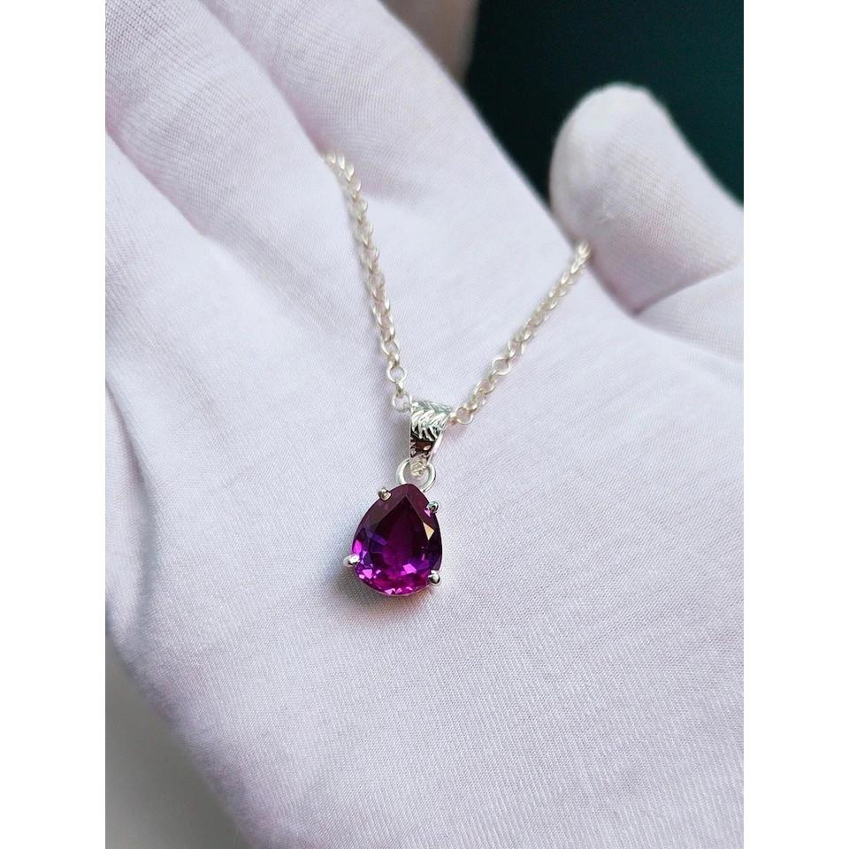 Natural Purple Sapphire 925 Sterling Silver 15 CtPear   Gemstone Pendant