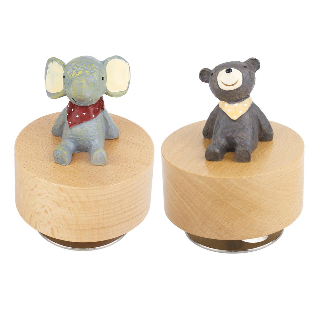 Music Box Round Shape Animal Style Pleasing Melody Exquisite  Wooden Musical Box for Kids Fam
