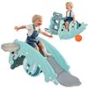 3-in-1 Rocking Horse, Slide, and Basketball Hoop for Kids, Ages 18-36 Months, for Home and Garden, Green