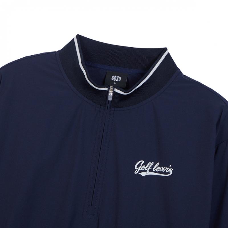 GOXO Golf Rubber Woven Half Zip For Men Navy
