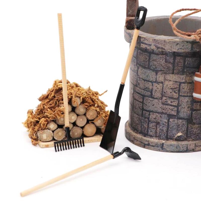3Pcs/Set Gardening Tools Set 1:12 Dollhouse Miniature Doll House Outdoor Decor