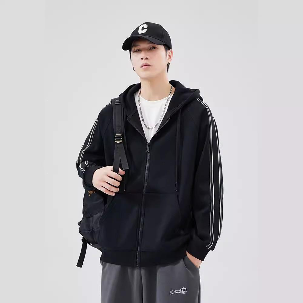 

Тяжелый австрийский бархатный весенний кардиган с капюшоном, мужской спортивный свободный утолщенный термоповседневный пиджак на молнии 4XL чёрный