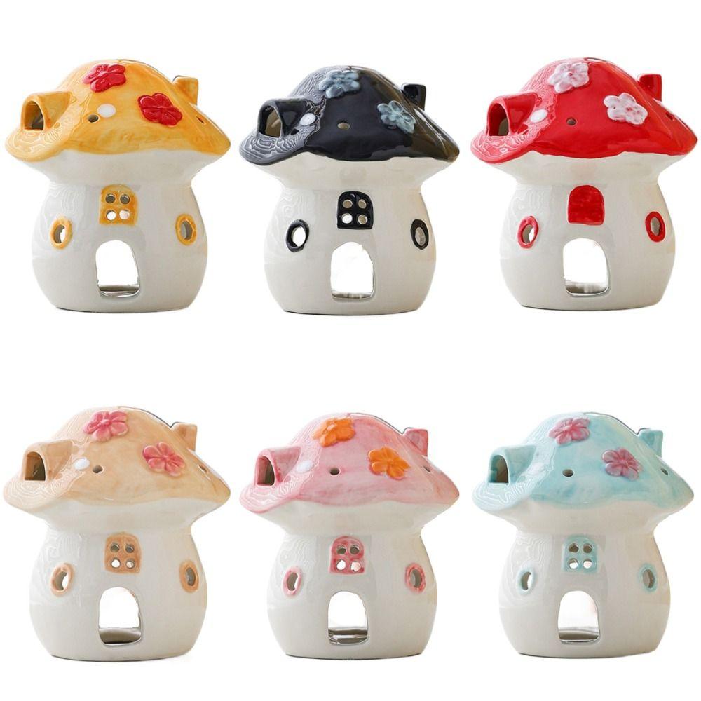 Cartoon Ceramic Aromatherapy Stove Cute Mushroom Incense Burner Mushroom Candle Holder Coffee Shop