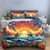 Sunset Ocean Sailing Decor Bedding Set with 1 Duvet Cover 2 Pillowcases Single Double King Queen, Gift