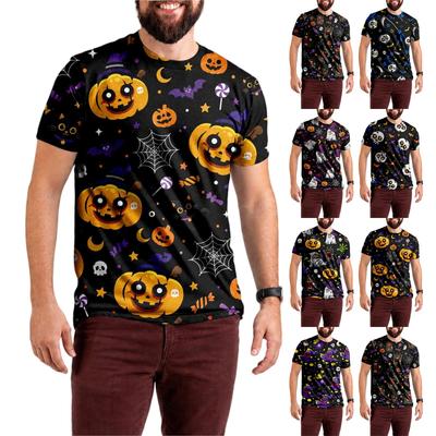Halloween All Over Print T Shirt,   Cute Pumpkin Graphic Tee for Women Men