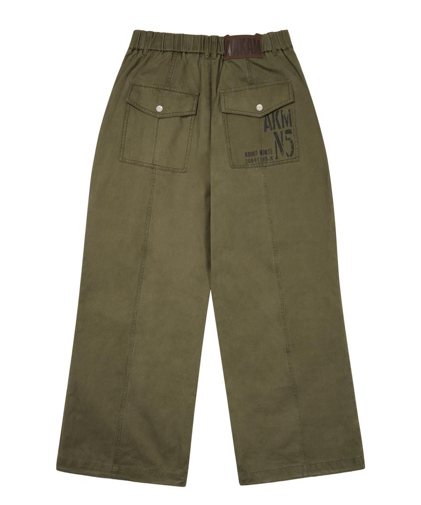 AAKAM Knee Pin-Tuck Side Button Pants (Khaki)