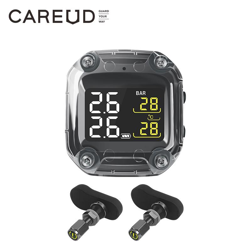 Wileless Motorcycle TPMS Careud Tire Pressure Monitoring System Digital LCD With Two Internal/External Sensors Easy to use TH