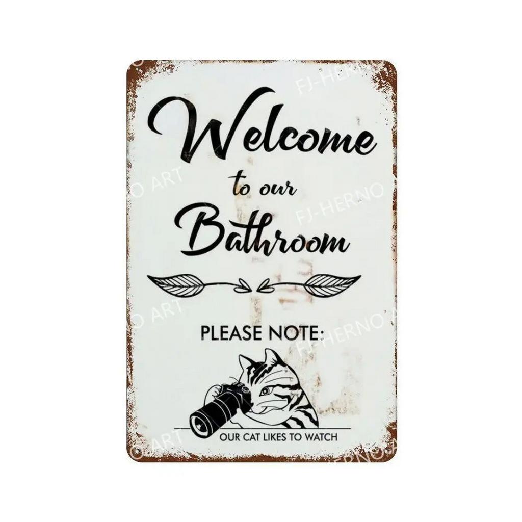 HD Tin Sign Funny Bathroom Humor Vintage Metal Wall Art Retro Toilet Decor Set