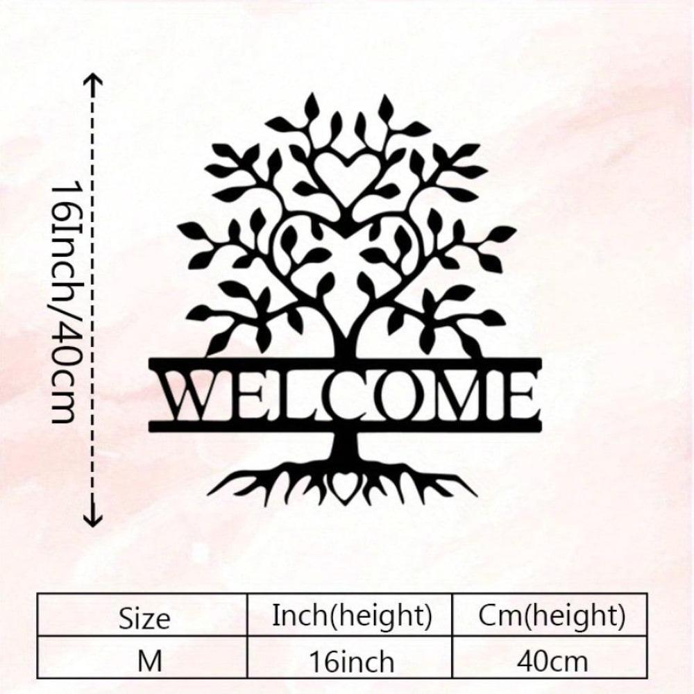 Vintage Metal Welcome Sign Wall Art Wrought Iron Tree Outdoor Indoor Decor разноцветный