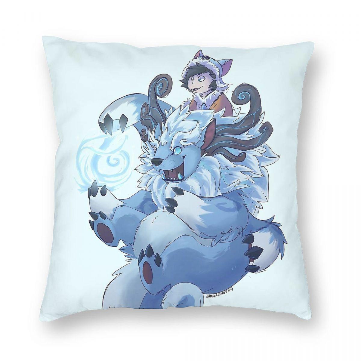 

League Of Legends Нуну и Виллумп Квадратная наволочка Полиэстер Лен Бархат Принт Молния Декор Наволочка Домашняя Наволочка для подушки 12x12Inch