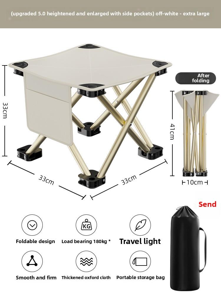 Krzesło kempingowe Przenośny składany stołek Wysoka nośność Trwałe małe krzesło Stołek wędkarski Stołek kempingowy z torbą do przechowywania
