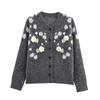 Zbzr Autumn New Women Clothes Western Style Fashion Temperament Simple and Versatile Three-Dimensional Flowers Knit Cardigan Top