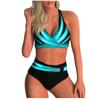 Ensemble de bikini à bretelles à poitrine haute pour femme Maillot de bain deux pièces Pringt Bikini Beachwear