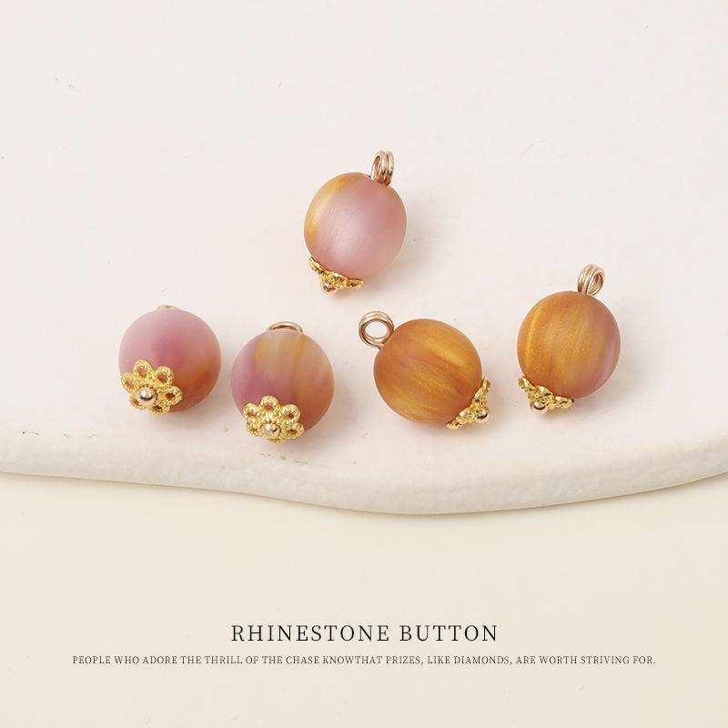 

5pcs Flower Tray Gradually Change Color Buttons Chinese Style Tang Style Cheongsam Hanfu Button Shirt Cardigan Sweater Round Bead Buttons 10Mm dark pink gold