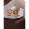 Yhpup Stainless Steel Unusual Earrings Statement Metal Golden Geometric Huggie Earrings Trendy Jewelry for Women Office Gfit