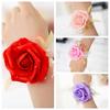 Bridesmaid Wrist Corsage Wedding Party Rose Bracelet Silk Flowers Ribbon