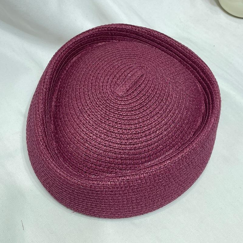 Summer Women's Stewardess Cap Beret Paper Straw Sun Hat Outdoor Artistic Painter's Hat Beach Beret